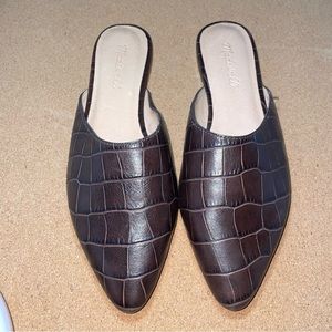 Madewell The Remi Mule in Croc Embossed Leather size 7.5 brown
